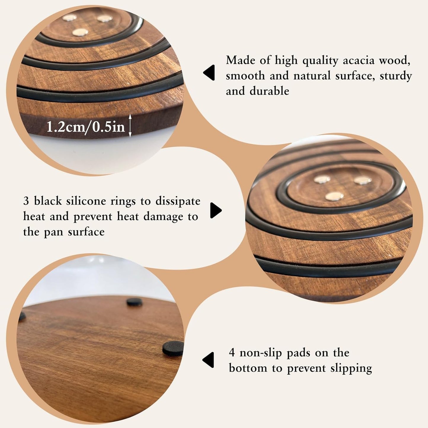 Magnetic Wooden Trivets for Hot Pots and Pans