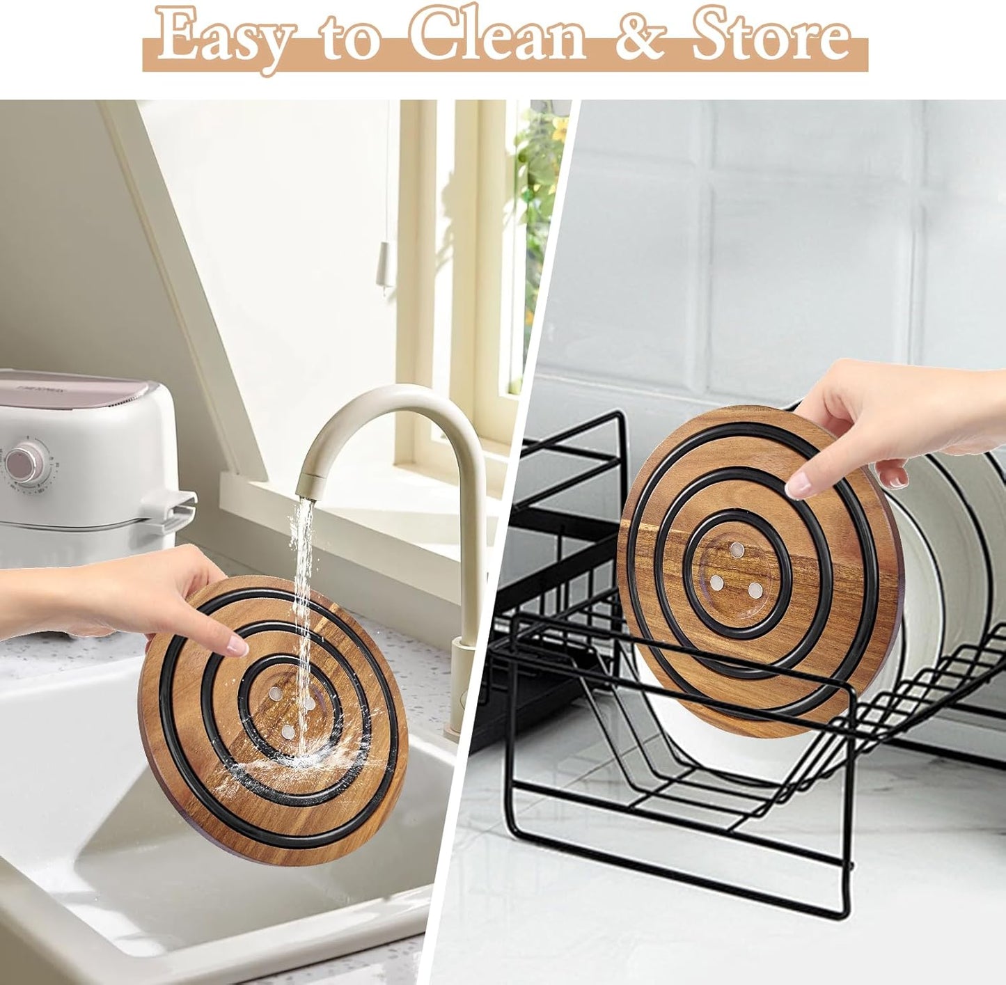 Magnetic Wooden Trivets for Hot Pots and Pans